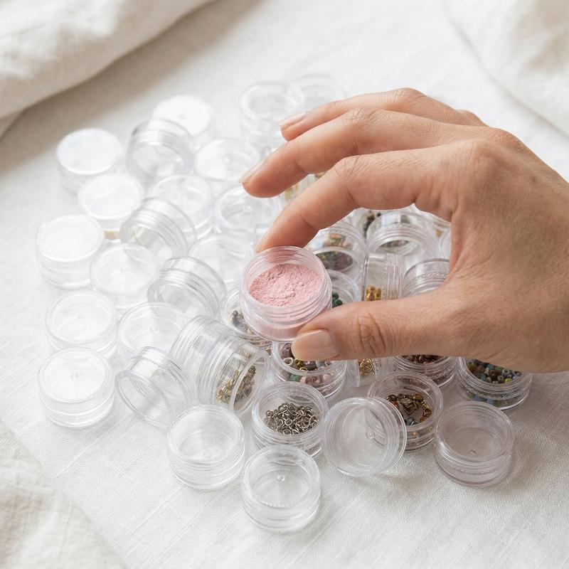 Nail Art Overlay - 50Pcs Empty Clear Plastic Cosmetic Jars