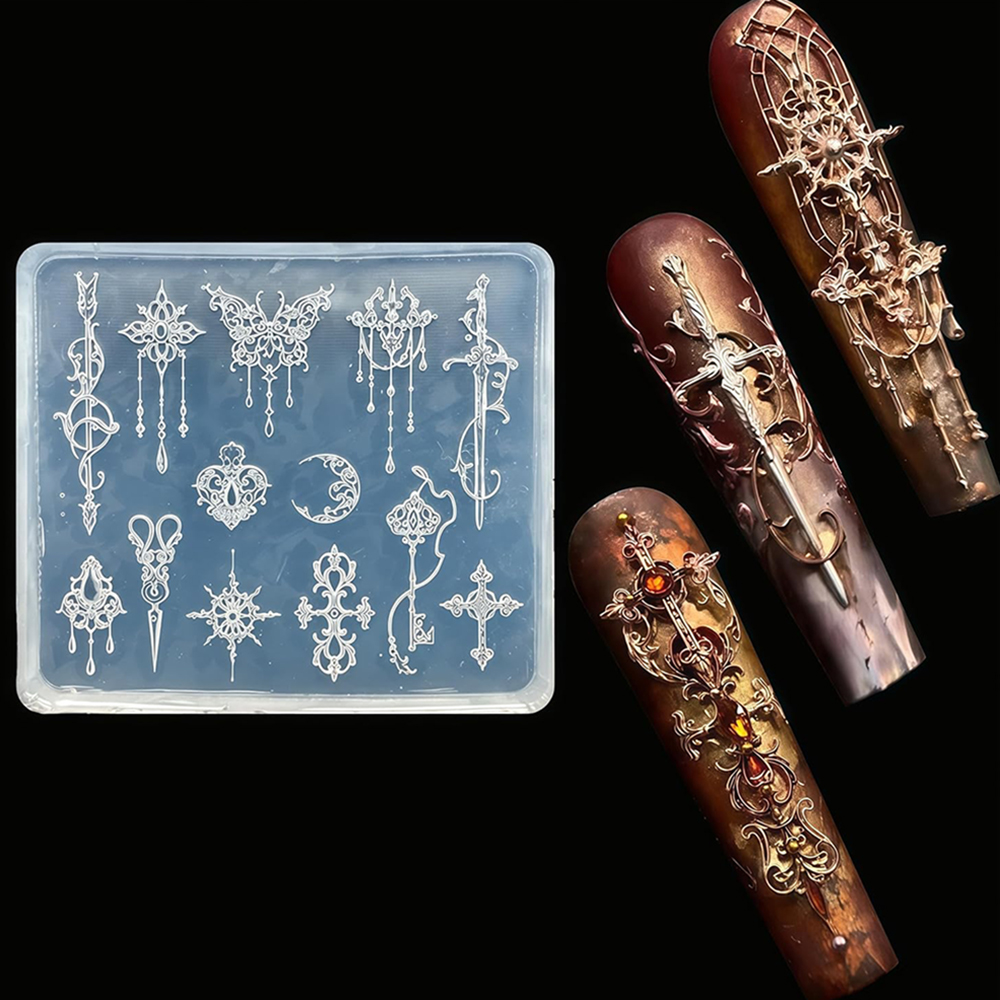 Nail Art Maroon - Arrow Silicone Mold Moon Resin Sword