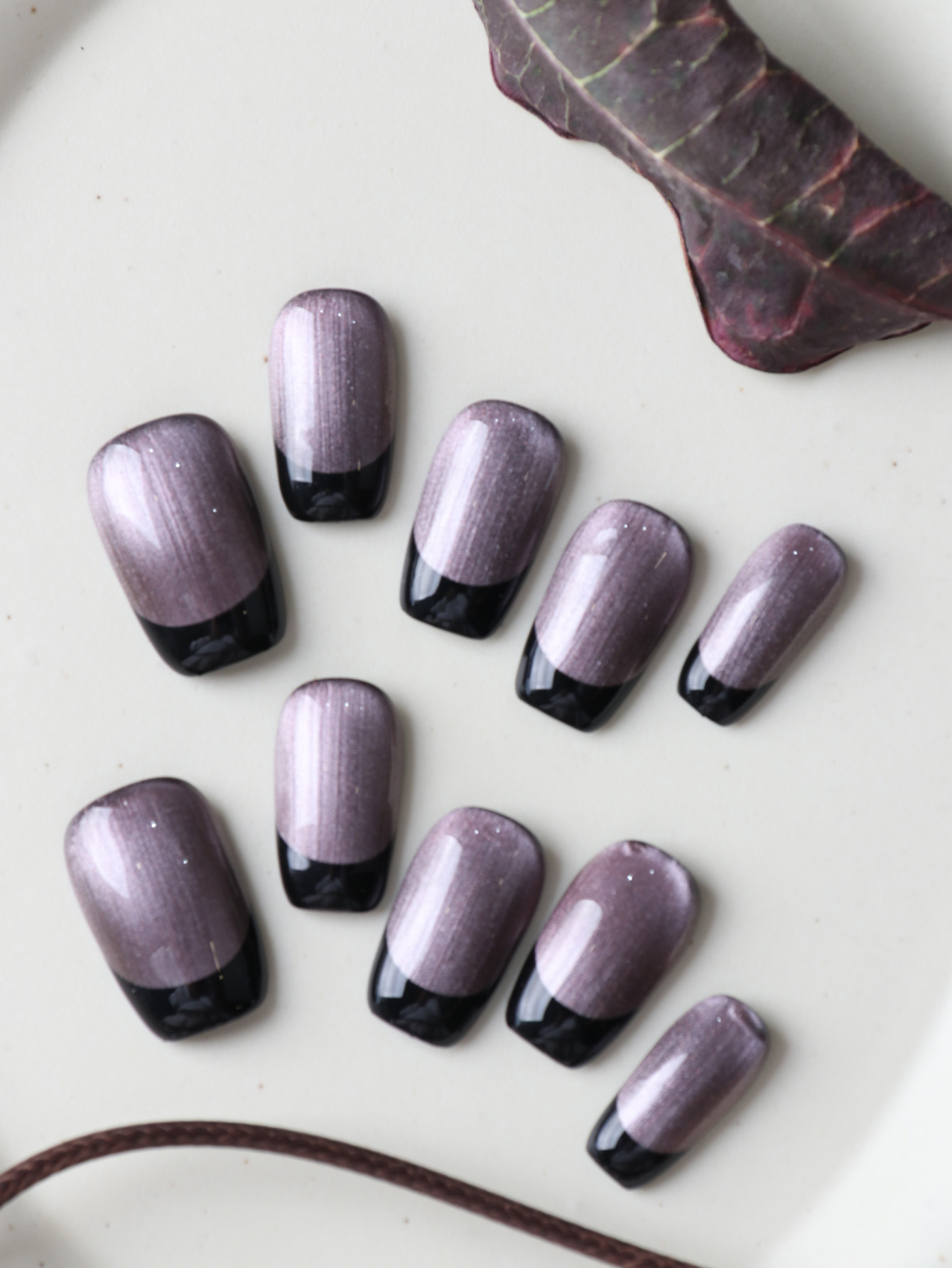 Nail Adhesive Tab - 10Pcs Press on Nails Short Dusty
