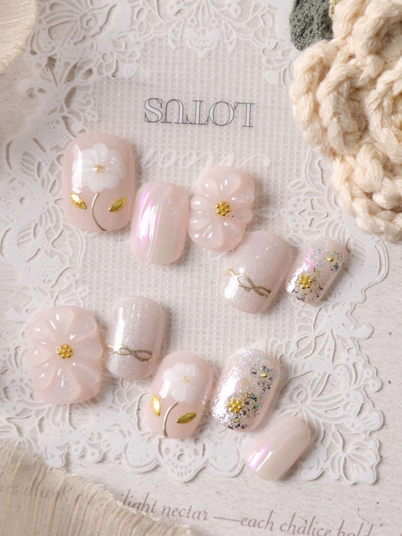 Nail Adhesive Tab - 10Pcs Press on Nails Short Pink