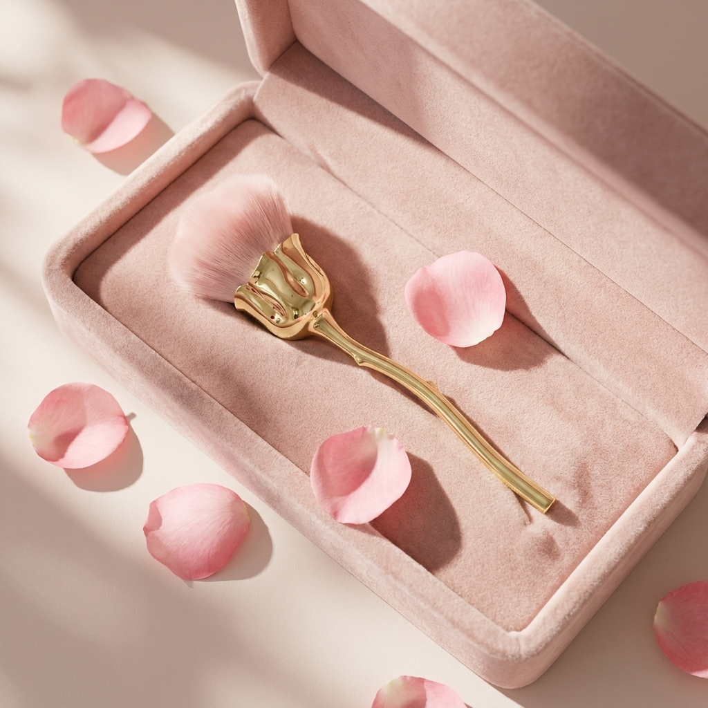 Nail Art Rose Gold - Gold Rose Shape Flower Nail Brush