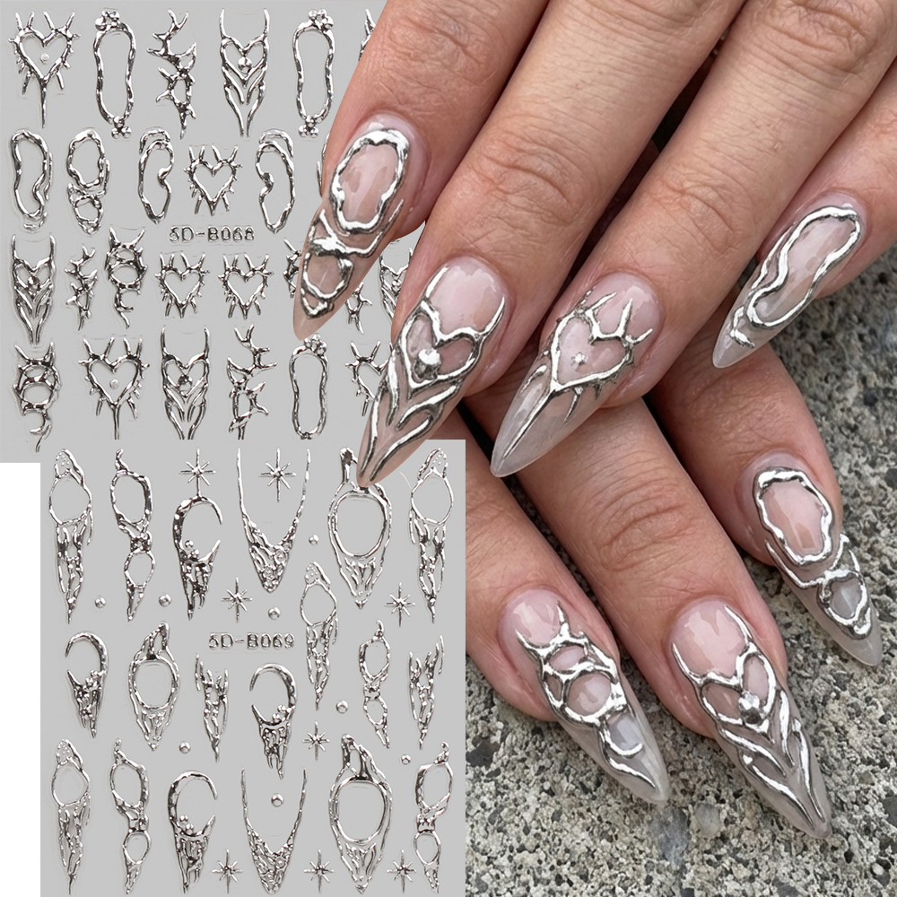 Nail Art Maroon - 2pcs Vintage Thorns Y2K Nail Art