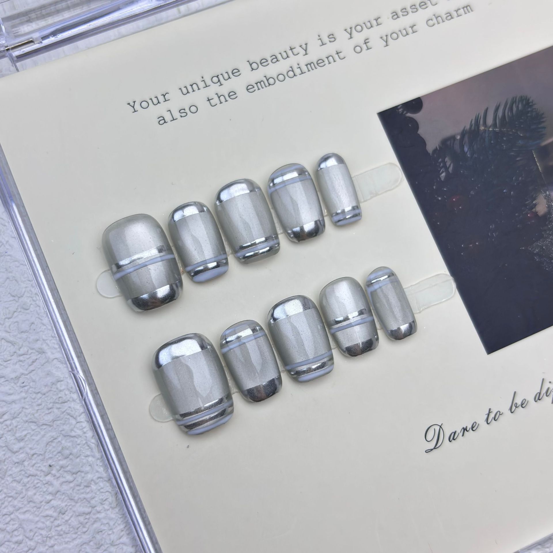 Nail Art Inspo - 10pcs Aurora Chrome Press on Nails