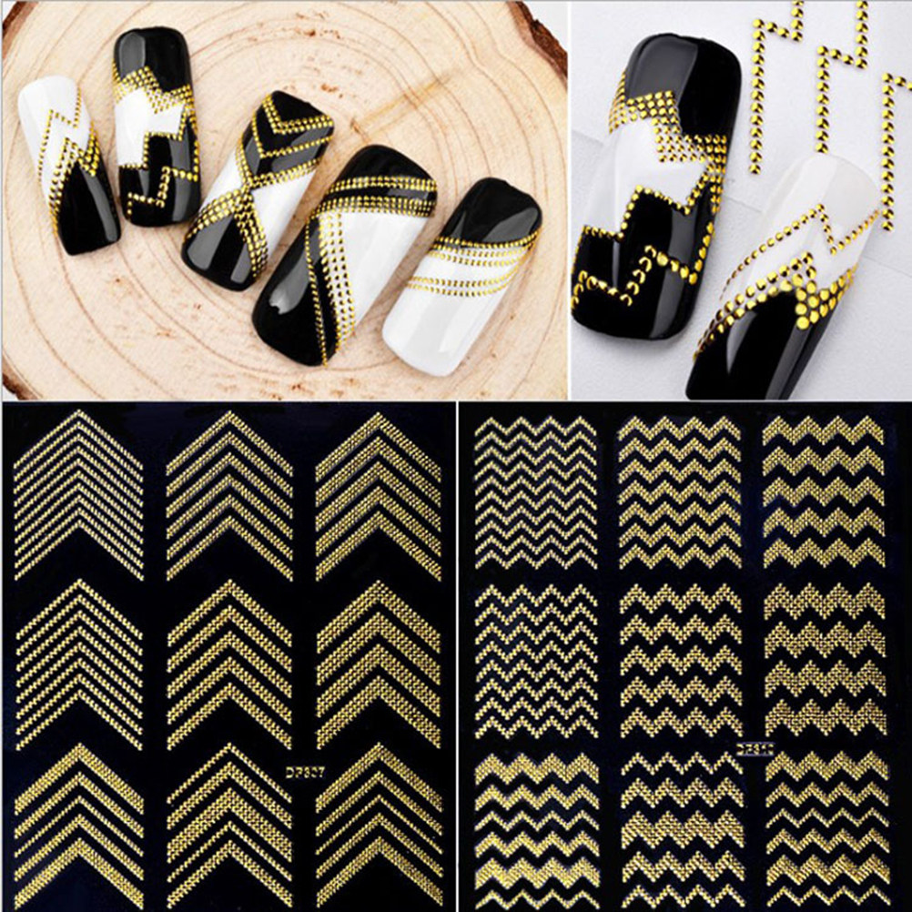 42Pcs Metallic Nail Stickers G - đánh giá và giá Nail Art Rose Gold
