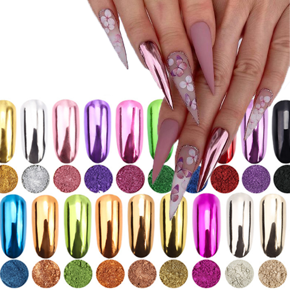 1 Box Metallic Glitter Nail Po - đánh giá và giá Nail Art Rose Gold
