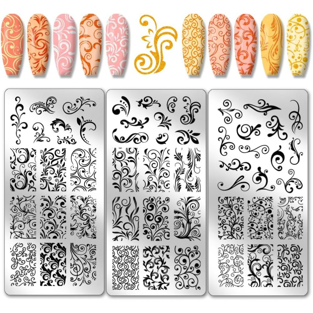 3pcs Swirl Pattern Nail Art Te - đánh giá và giá Nail Art Inspo