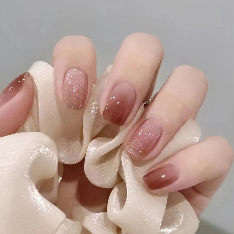 24Pcs Caramel Brown Ombre Glit - đánh giá và giá Nail Art Inspo