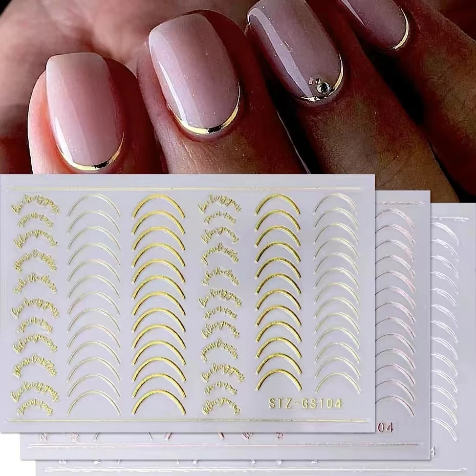 3pcs/set 3D Simple Lines Nail  - đánh giá và giá Nail Art Rose Gold