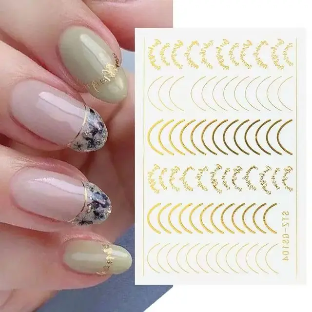 3pcs/set 3D Simple Lines Nail  - đánh giá và giá Nail Art Rose Gold