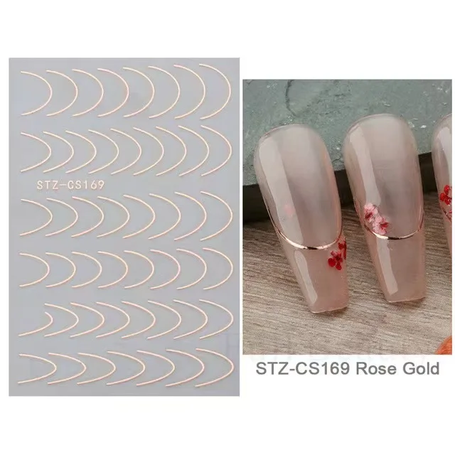 3pcs/set 3D Simple Lines Nail  - đánh giá và giá Nail Art Rose Gold