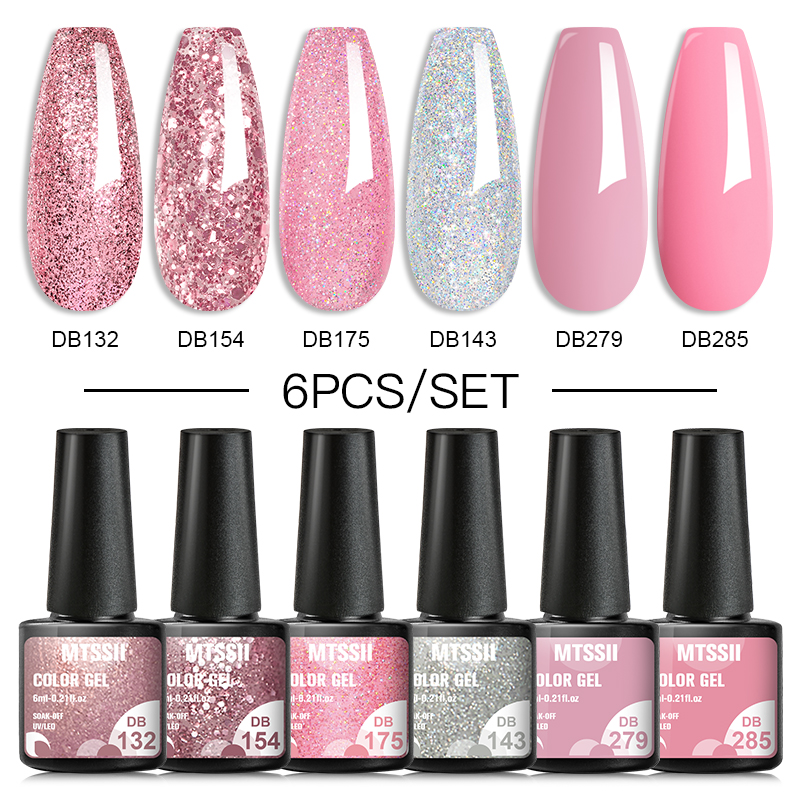 6Pcs/Set Glitter Purple Series - đánh giá và giá Nail Art Overlay