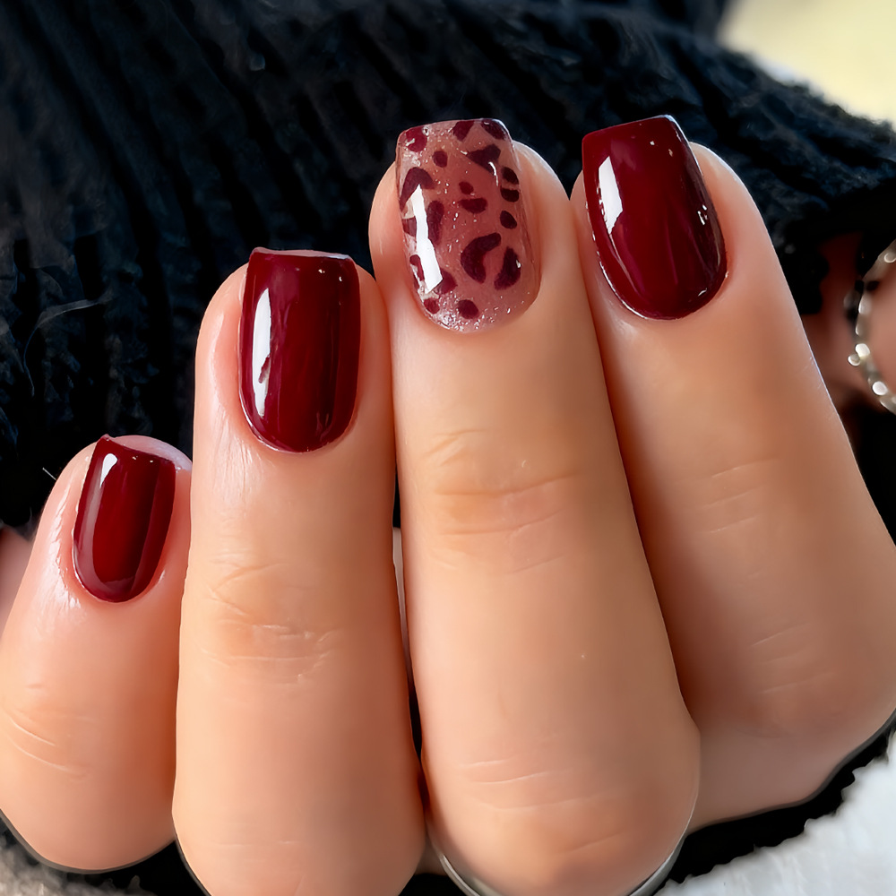 24Pcs French Short Red Leopard - đánh giá và giá Nail Adhesive Tab