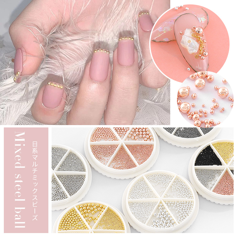 1Box Mix Size Stainless Steel  - đánh giá và giá Nail Art Rose Gold
