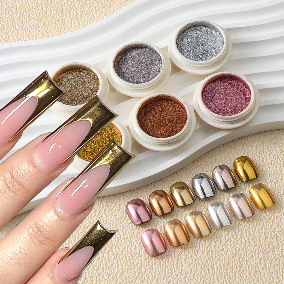 6pcs Champange Gold Silver Mir - đánh giá và giá Nail Art Rose Gold
