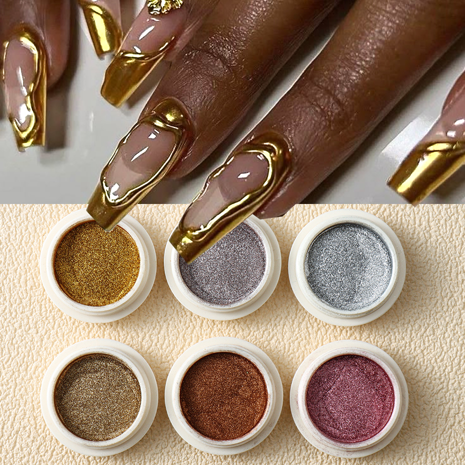 6pcs Champange Gold Silver Mir - đánh giá và giá Nail Art Rose Gold