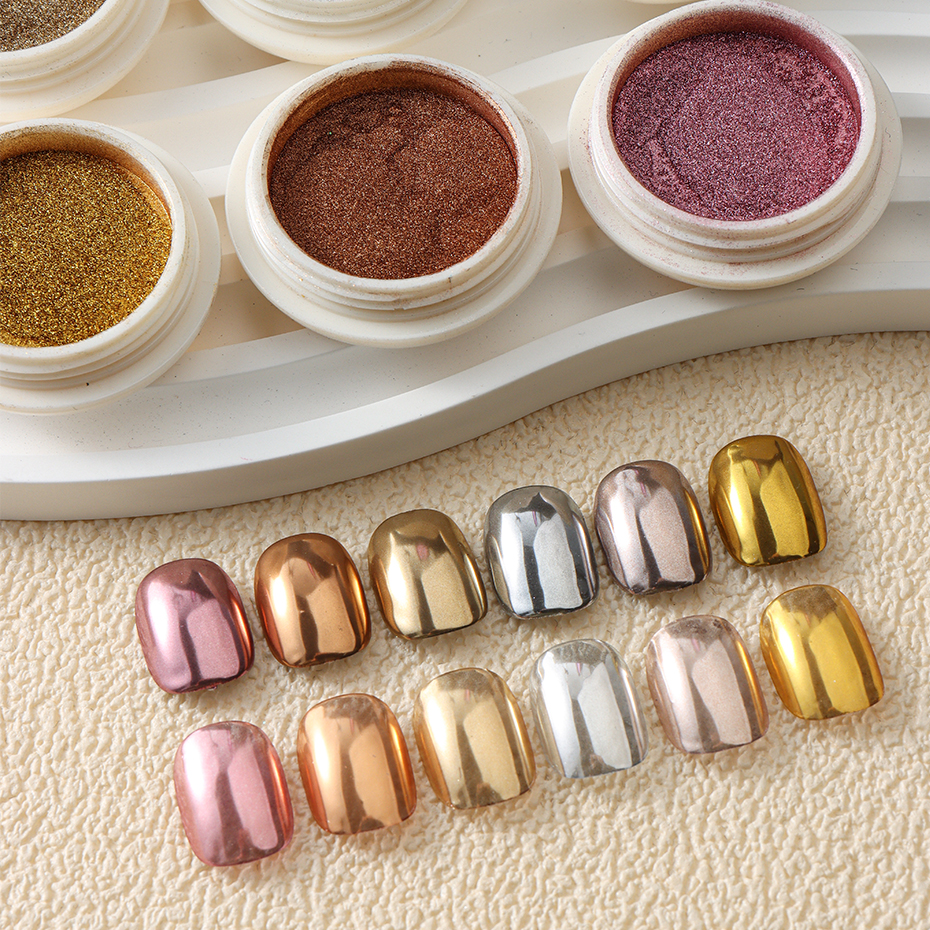 6pcs Champange Gold Silver Mir - đánh giá và giá Nail Art Rose Gold