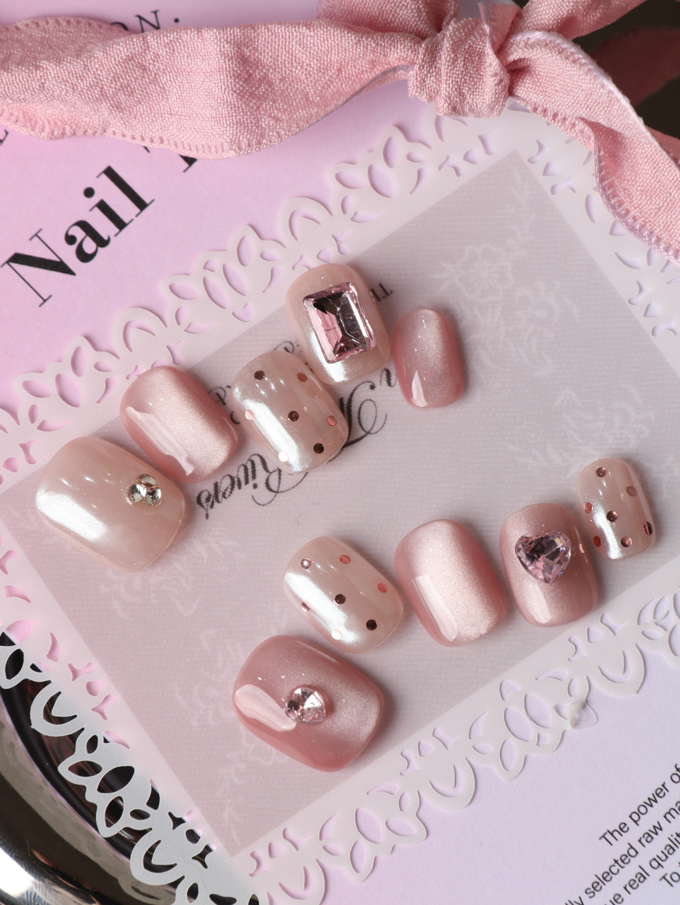 10Pcs Acrylic Press on Pink Ca - đánh giá và giá Nail Adhesive Tab