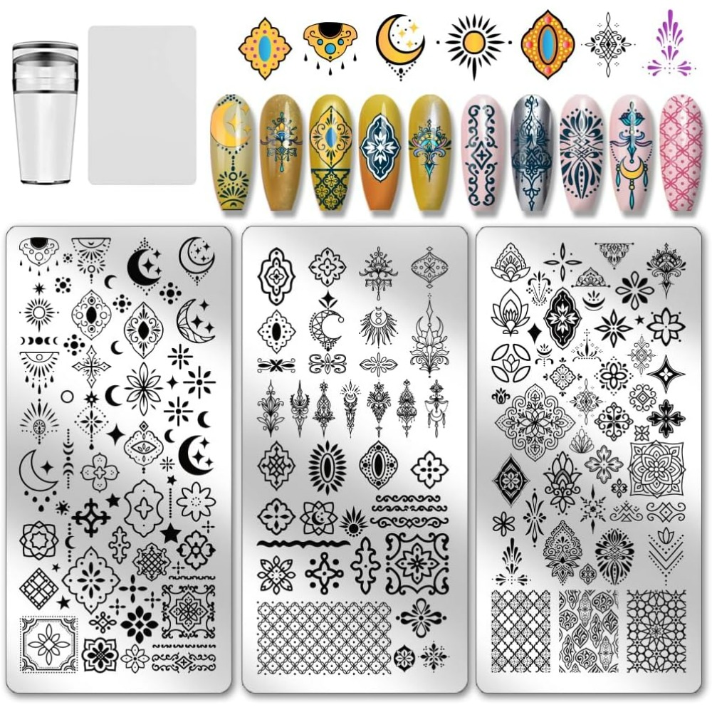 3pcs Vintage Totem Nail Stampi - đánh giá và giá Nail Art Inspo