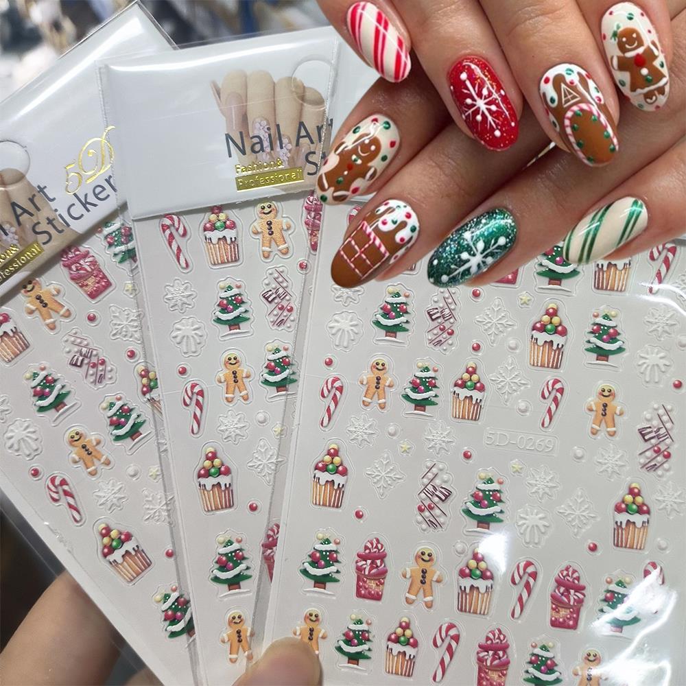 1pc Christmas 5D Gingerbread M - đánh giá và giá Nail Art For Men