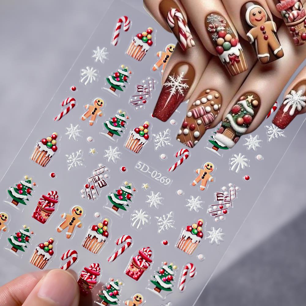 1pc Christmas 5D Gingerbread M - đánh giá và giá Nail Art For Men