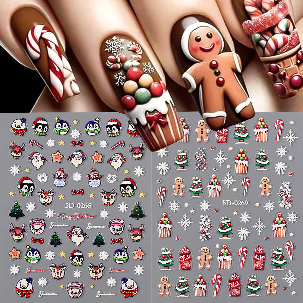 1pc Christmas 5D Gingerbread M - đánh giá và giá Nail Art For Men
