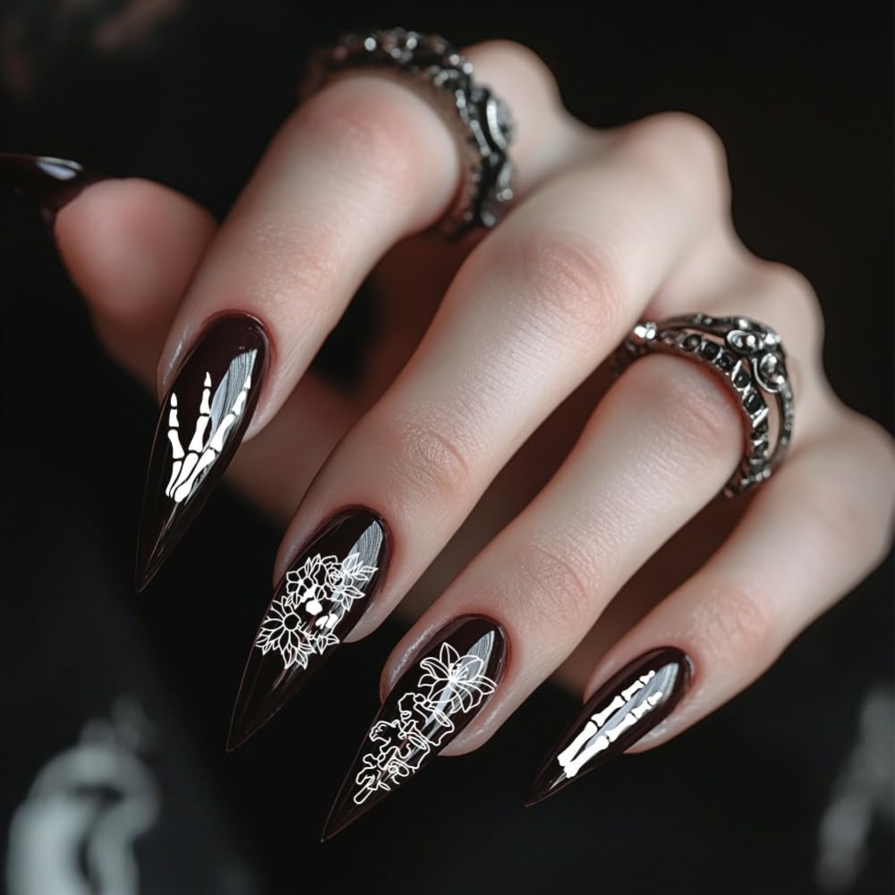 3pcs Gothic Skull Nail Stamper - đánh giá và giá Nail Art Inspo