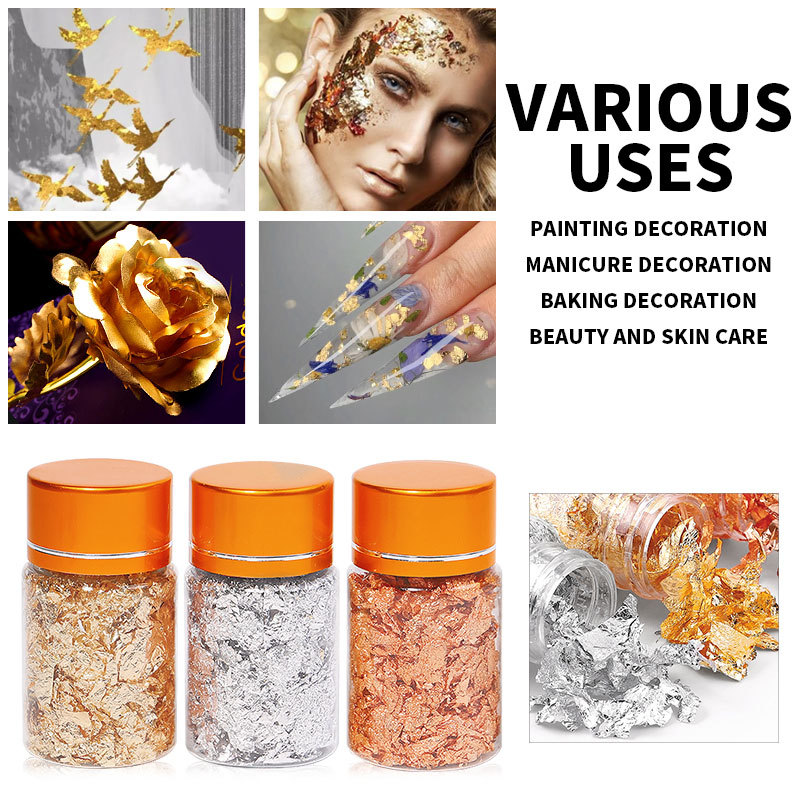 1Box Gold Leaf Flakes Foil Pap - đánh giá và giá Nail Art Rose Gold
