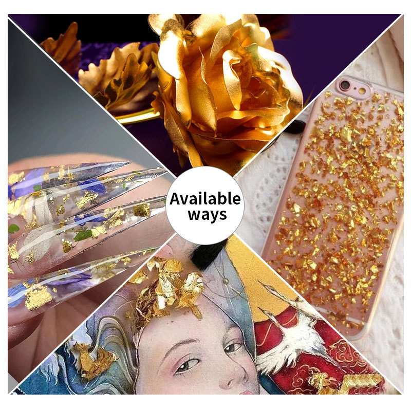 1Box Gold Leaf Flakes Foil Pap - đánh giá và giá Nail Art Rose Gold