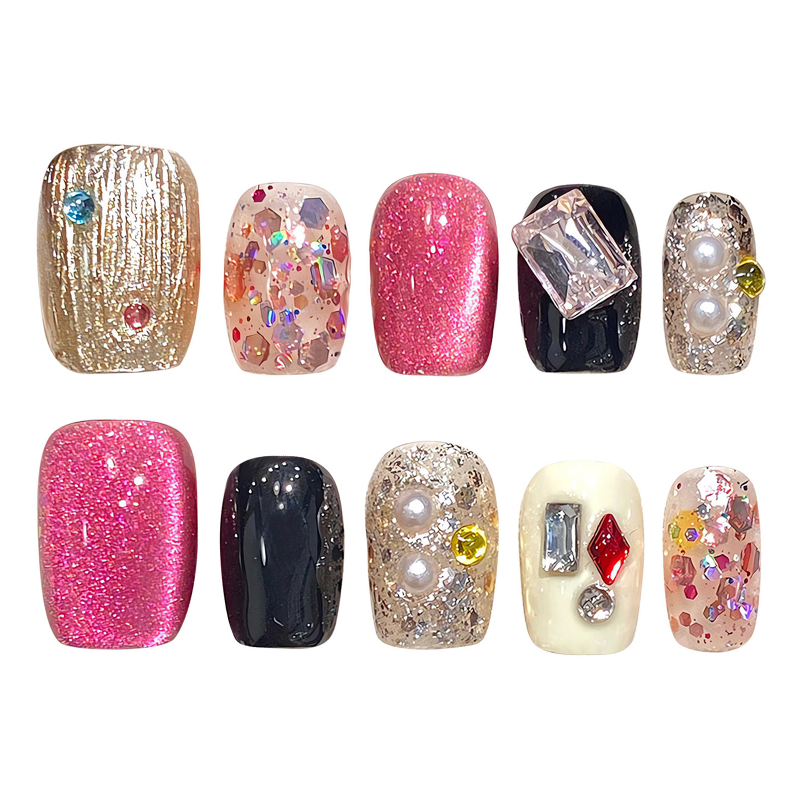 Handmade Press on Nails Glitte - đánh giá và giá Nail Art Eye Cat