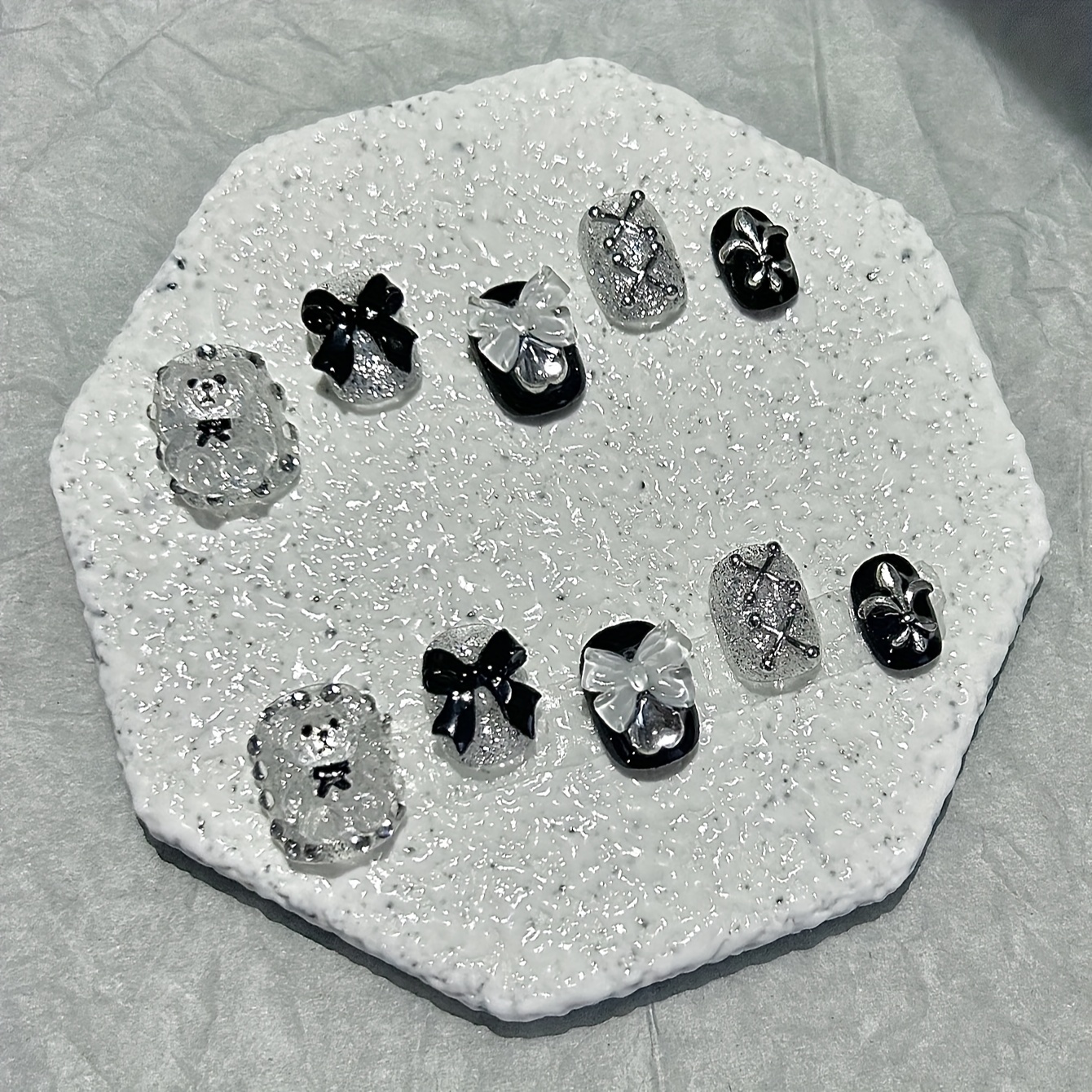 10 PCS Sheer Lace Bear Nail Ar - đánh giá và giá Nail Art Inspo