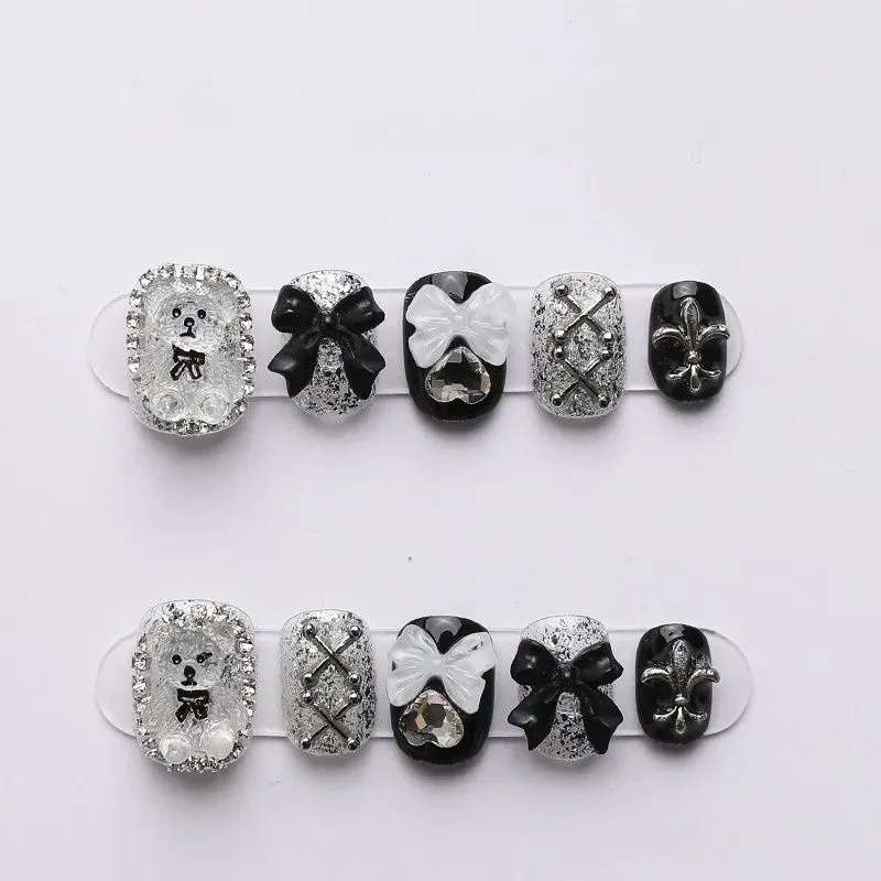 10 PCS Sheer Lace Bear Nail Ar - đánh giá và giá Nail Art Inspo