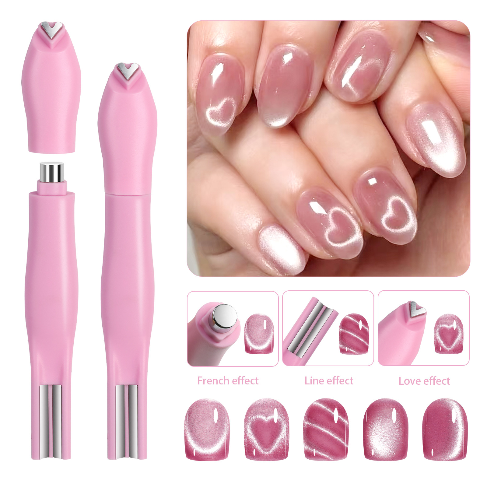 3-In-1 Heart Shape Cat Eye Nai - đánh giá và giá Nail Art Maroon