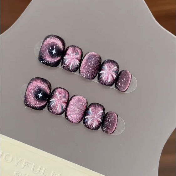 10Pcs Purple Short Round Head  - đánh giá và giá Nail Art Eye Cat