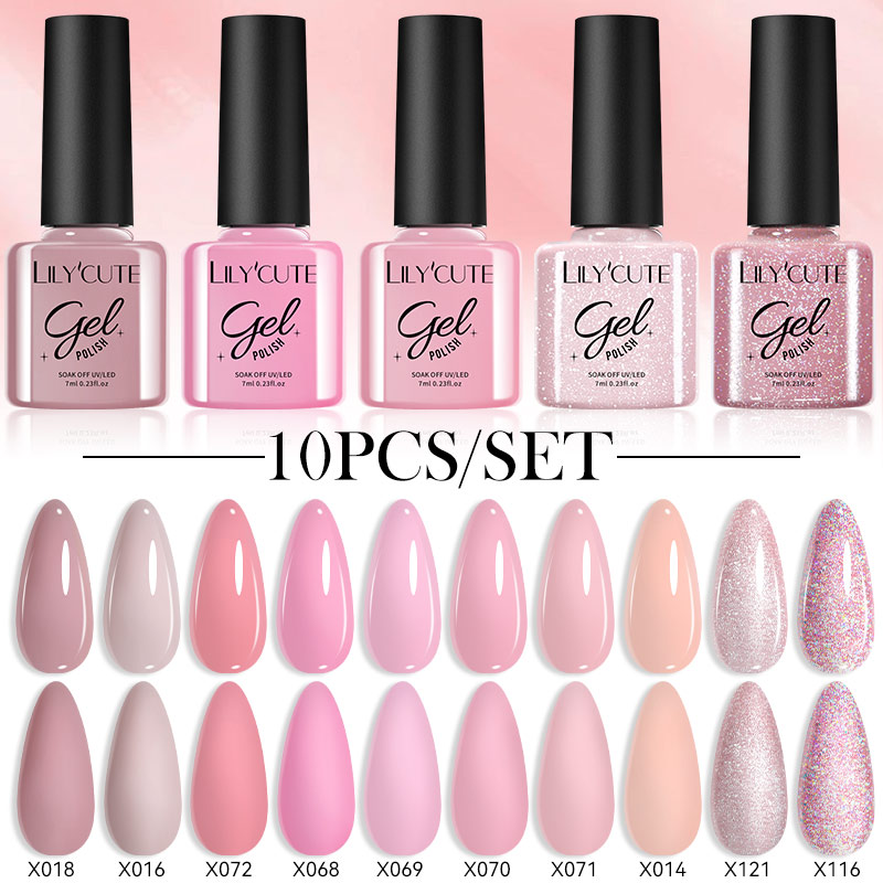 LILYCUTE 10PCS/Set 7ml Gel Nai - đánh giá và giá Nail Art Rose Gold