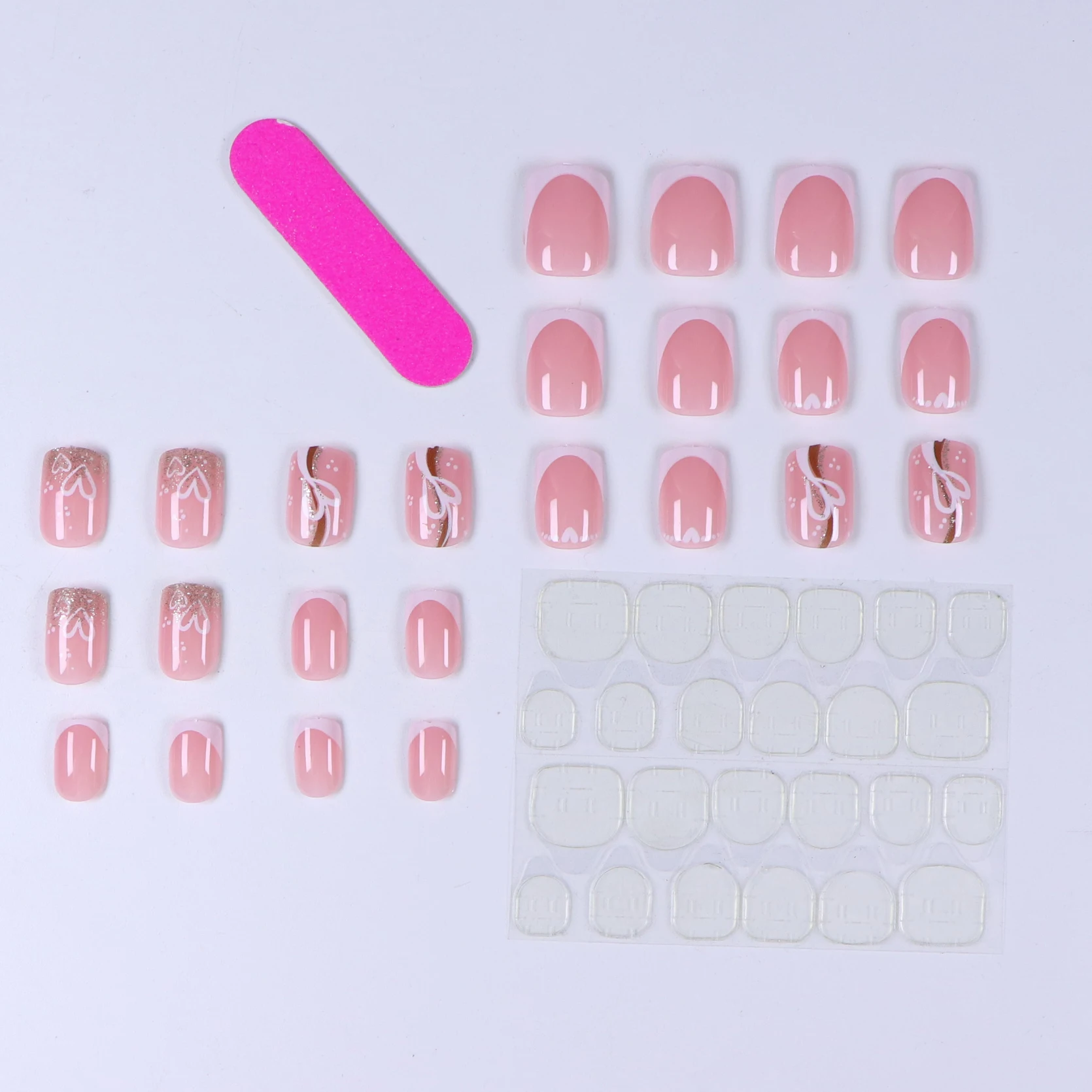 24PCS nude pink short square f - đánh giá và giá Nail Adhesive Tab