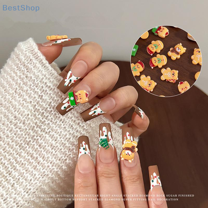 10PCS Kawaii Christmas Gingerb - đánh giá và giá Nail Art For Men