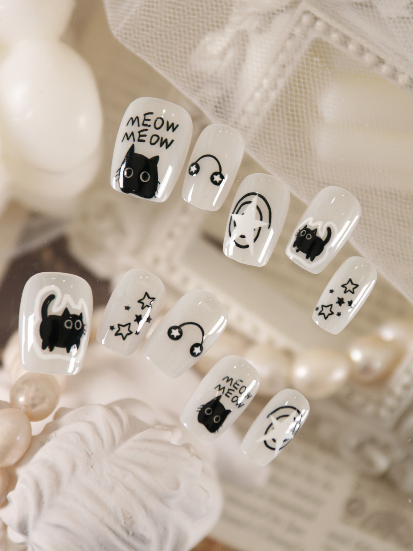 10Pcs Press on Nails Short Whi - đánh giá và giá Nail Adhesive Tab