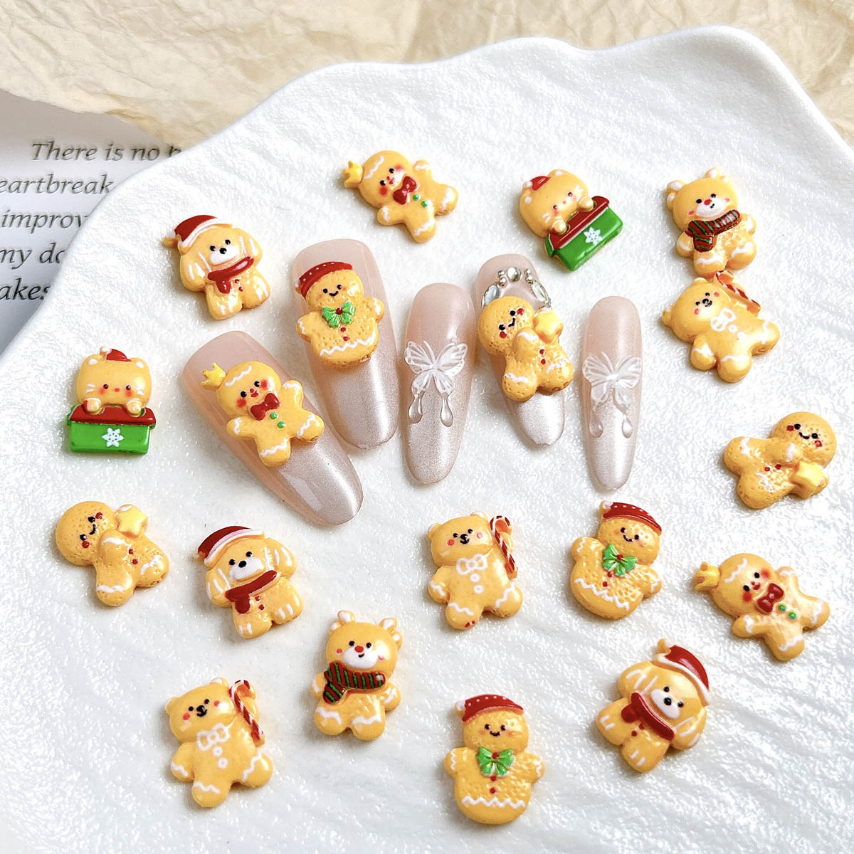20PCS Kawaii Christmas Gingerb - đánh giá và giá Nail Art For Men