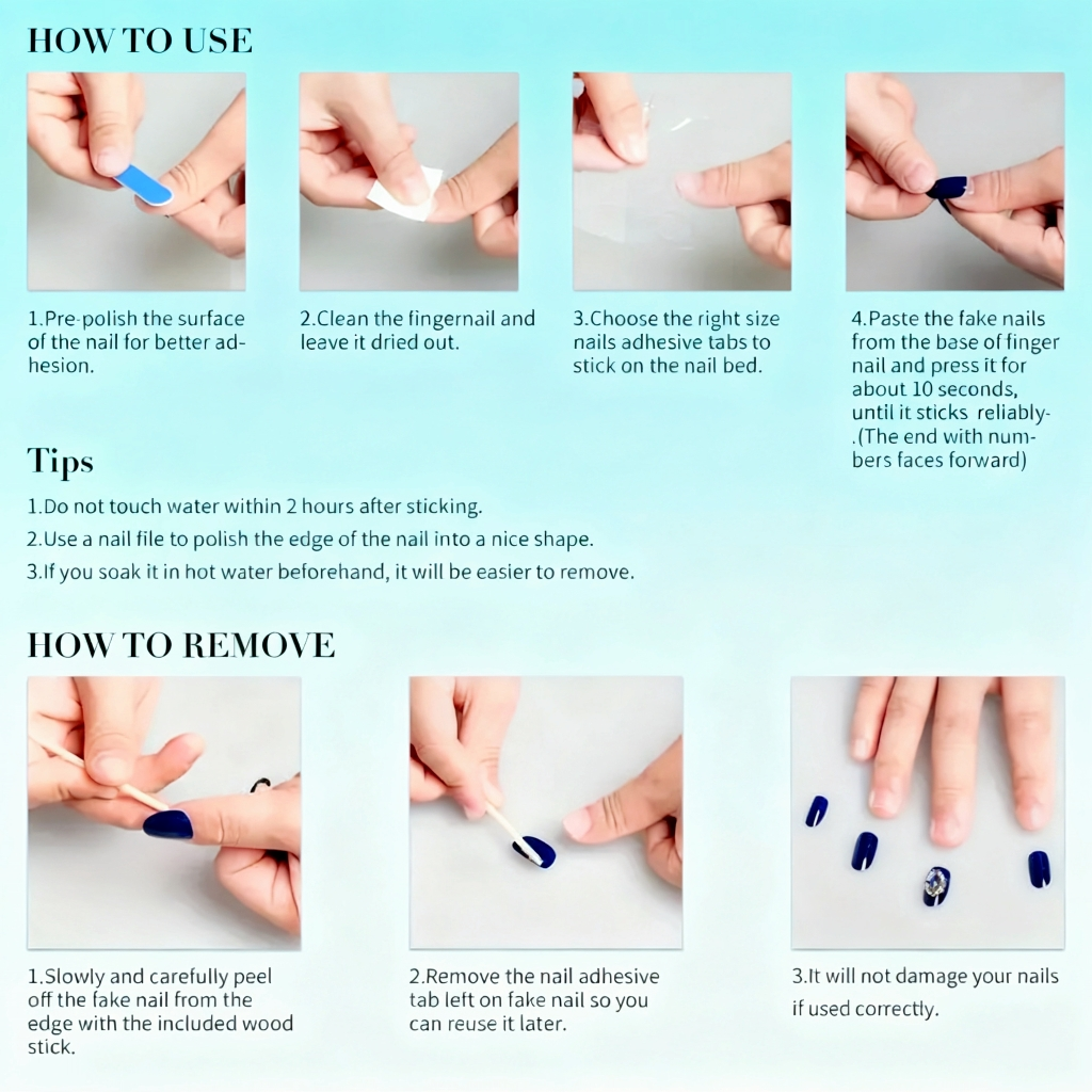 10Pcs Handmade Press On Nails  - đánh giá và giá Nail Adhesive Tab